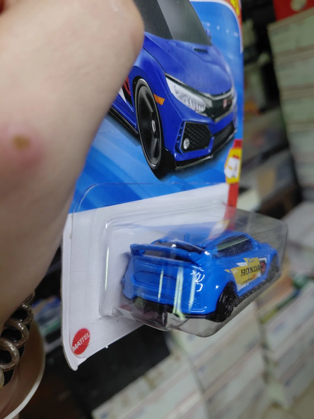 Hot Wheels 2018 Honda Civic Type R in blue, part of the 2025 